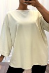 Sweat over size en coton beige  - 1