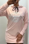 Sweat à capuche rose avec écriture VINTAGE à l'avant - 2