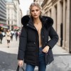 Manteau en duvet de coton décontracté pour femme, veste longue rembourrée épaisse, parkas d'hiver, noir, beige, marron|26,09 €|OKKO MODE