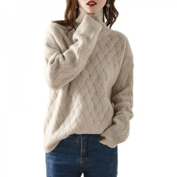 Pull beige et camel Casual Chic Cachemire épais en tricot pour Femme à manches sulf|18,89 €|OKKO MODE