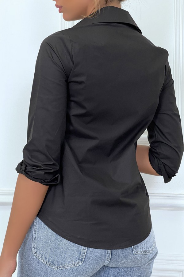 Chemise noire à manches longues avec imprimé - 5