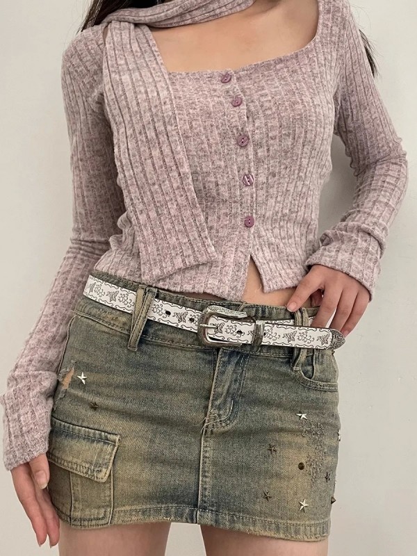 Ceinture blanche Y2K pour femme, Jeans version coréenne|2,00 €|OKKO MODE