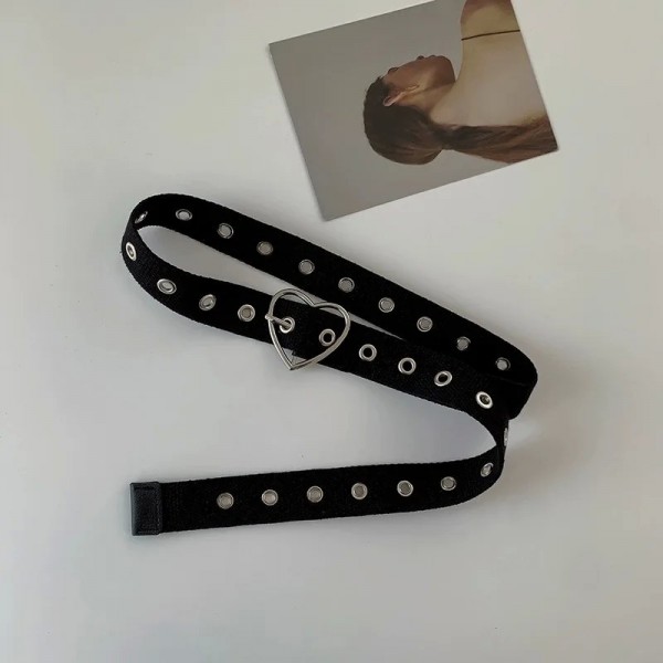 Ceinture en Toile Noire Perforée Découpe Métal Étendue Unisexe Hipster|2,00 €|OKKO MODE