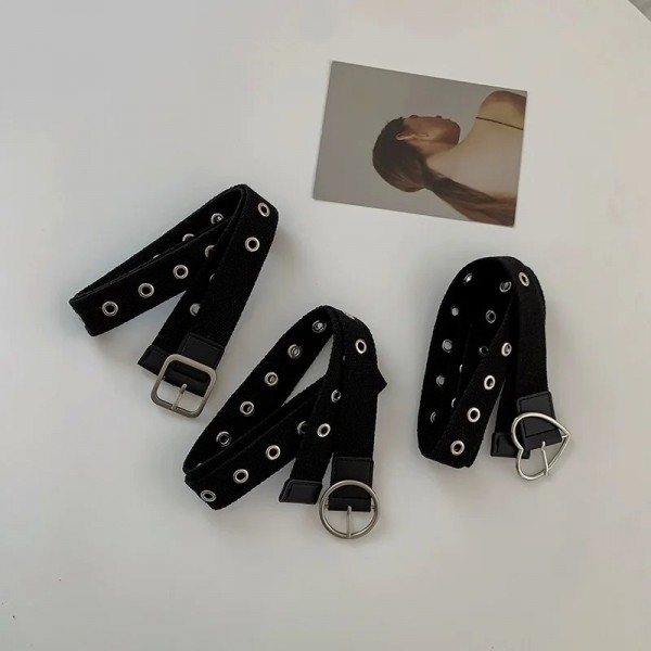 Ceinture en Toile Noire Perforée Découpe Métal Étendue Unisexe Hipster|2,00 €|OKKO MODE