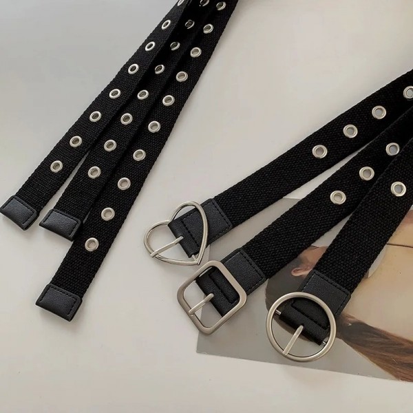 Ceinture en Toile Noire Perforée Découpe Métal Étendue Unisexe Hipster|2,00 €|OKKO MODE