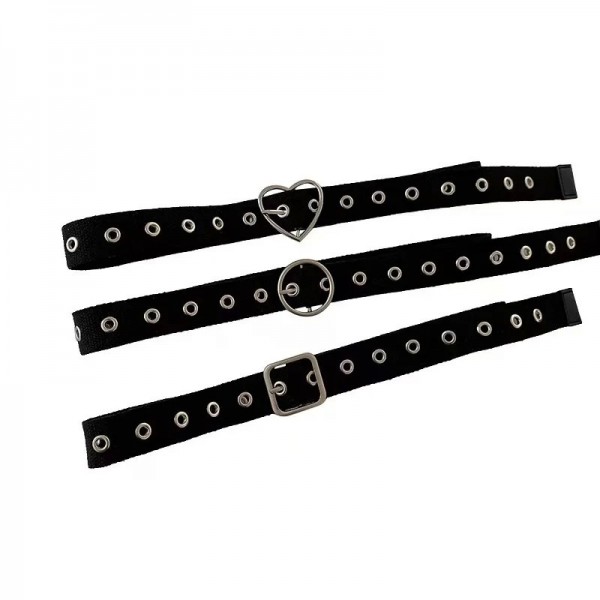 Ceinture en Toile Noire Perforée Découpe Métal Étendue Unisexe Hipster|2,00 €|OKKO MODE