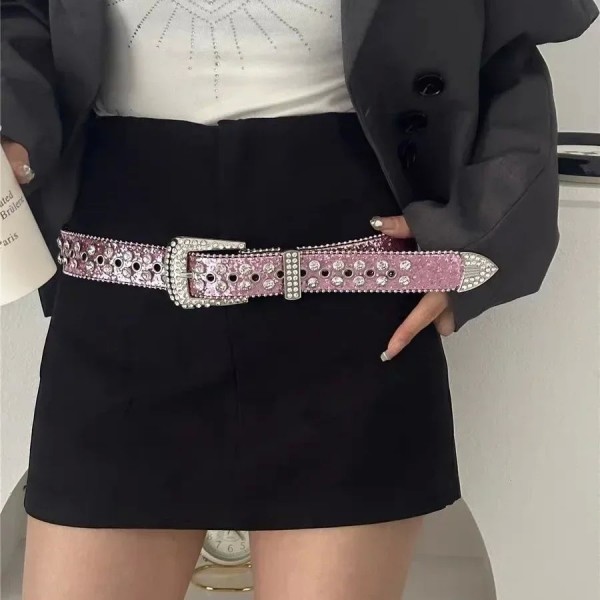 Ceinture en cuir PU cloutée pleine biscuits pour femme|4,49 €|OKKO MODE