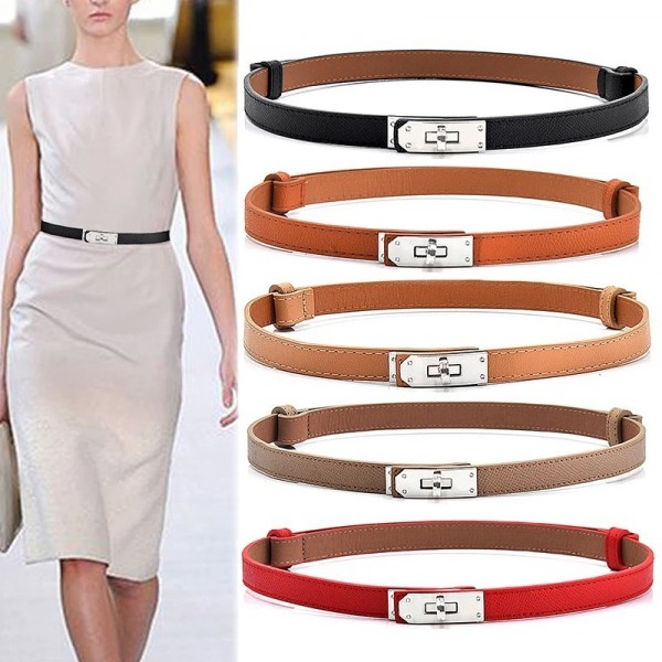 Ceinture en cuir verni pour femme, Fine EnvironGolden Lock|1,96 €|OKKO MODE