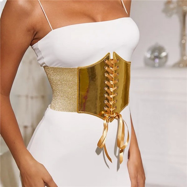 Ceinture large corset doré élastique pour femme, sangle de taille designer|2,00 €|OKKO MODE