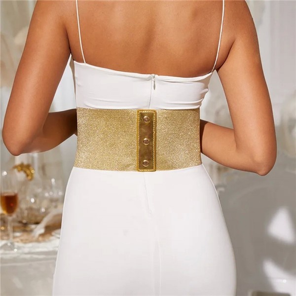 Ceinture large corset doré élastique pour femme, sangle de taille designer|2,00 €|OKKO MODE