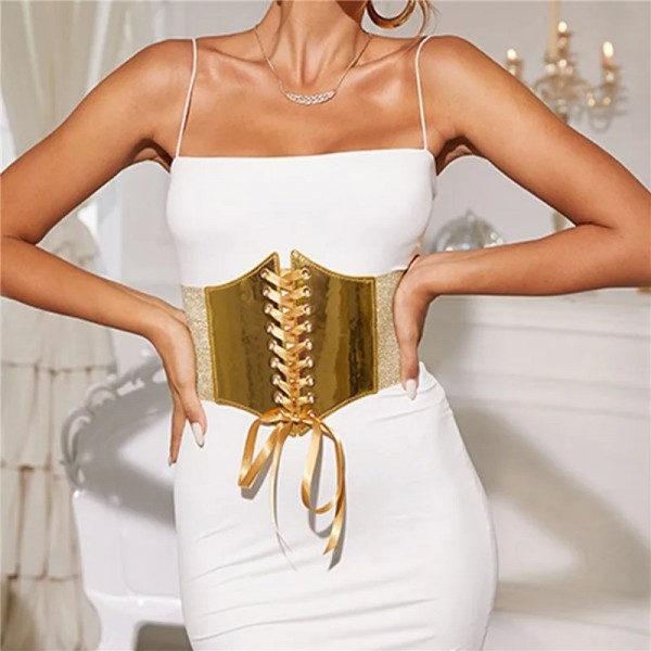 Ceinture large corset doré élastique pour femme, sangle de taille designer|2,00 €|OKKO MODE