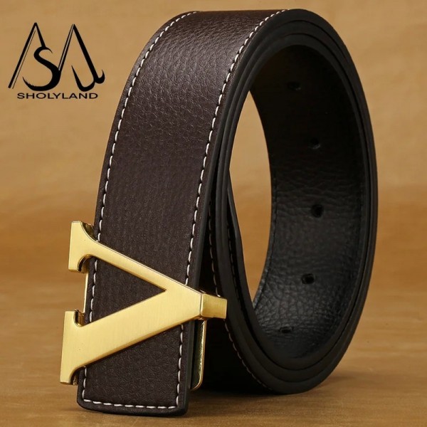 Ceinture en cuir avec lettre pour homme, ceinture en alliage lisse designer de mode polyvalent et luxe|1,98 €|OKKO MODE