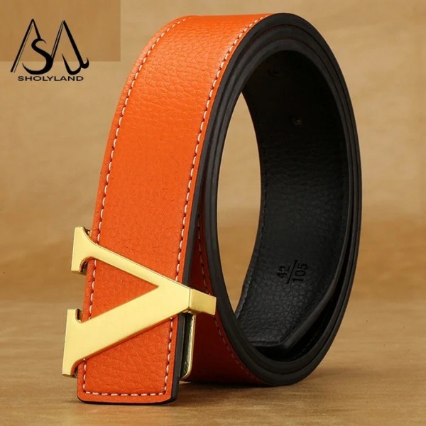 Ceinture en cuir avec lettre pour homme, ceinture en alliage lisse designer de mode polyvalent et luxe|1,98 €|OKKO MODE