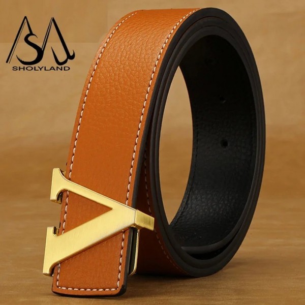 Ceinture en cuir avec lettre pour homme, ceinture en alliage lisse designer de mode polyvalent et luxe|1,98 €|OKKO MODE