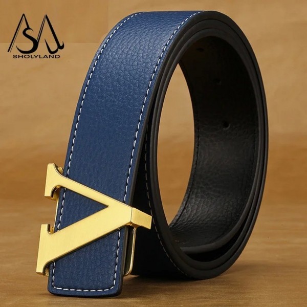 Ceinture en cuir avec lettre pour homme, ceinture en alliage lisse designer de mode polyvalent et luxe|1,98 €|OKKO MODE