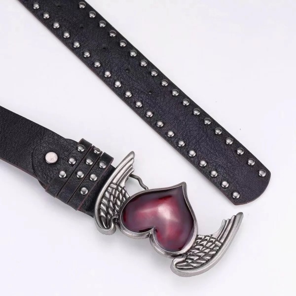 Ceinture en cuir à double anneau pour femmes et hommes, Oeillet environnemental, Ceinture strucPunk|2,00 €|OKKO MODE