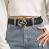 Ceinture en PU creuse pour femme, décor de rivet étoile, ceinture noire décontractée.|2,00 €|OKKO MODE