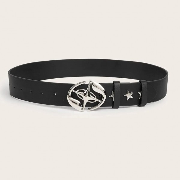 Ceinture en PU creuse pour femme, décor de rivet étoile, ceinture noire décontractée.|2,00 €|OKKO MODE