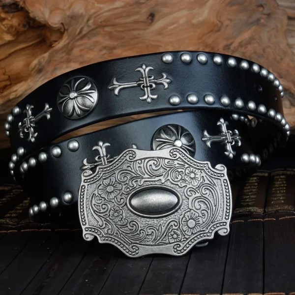 Ceinture en cuir véritable rétro pour homme, style Harley Rock Punk|34,82 €|OKKO MODE