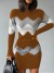 Printed Long Sleeve Mini Dress for Women - Elegant Round Neck, Slim Fit Hips and Waist - Trendy Fall | €7.19 | OKKO MODE