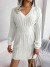Robe pull à manches longues pour femme, taille fine en tricot blanc bleu automne hiver 2024 | 22,42 $ | OKKO MODE