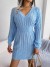 Robe pull à manches longues pour femme, taille fine en tricot blanc bleu automne hiver 2024 | 22,42 $ | OKKO MODE