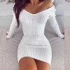 Mini Robe Sexy à Manches Sulf pour Femme, Pull Blanc, Printemps-Automne|8,99 €|OKKO MODE