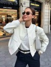 Manteau Blanc Élégant à Manches sulf pour Femme, Veste Bombardier à lèvent, Mode Décontractée|26,09 €|OKKO MODE