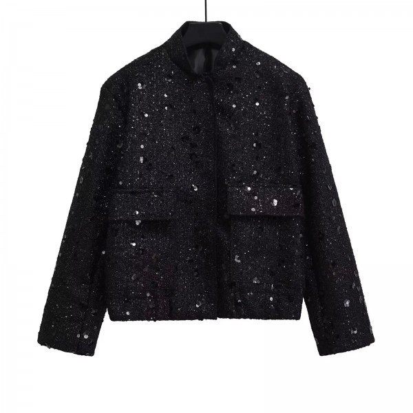 Veste à Manches longues avec Paillettes pour Femme, Chic et Polyvalente|43,19 €|OKKO MODE