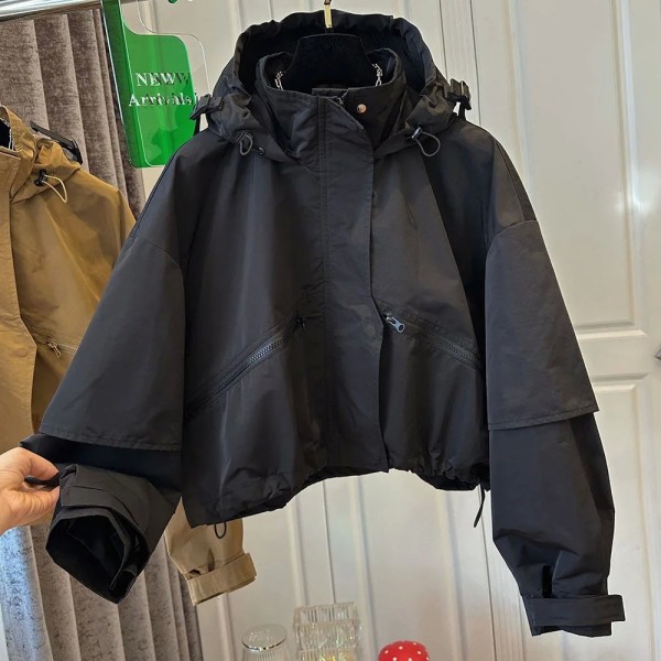 Blouson aviateur à capuche pour femme avec poches zippées|36,89 €|OKKO MODE