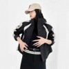 Blouson aviateur à capuche pour femme, manteau d'épissage noir Y2K|32,39 €|OKKO MODE