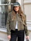 Veste vintage à manches longues pour femme avec poche, boutonnée - style décontracté et chic pour le printemps|23,39 €|OKKO MODE