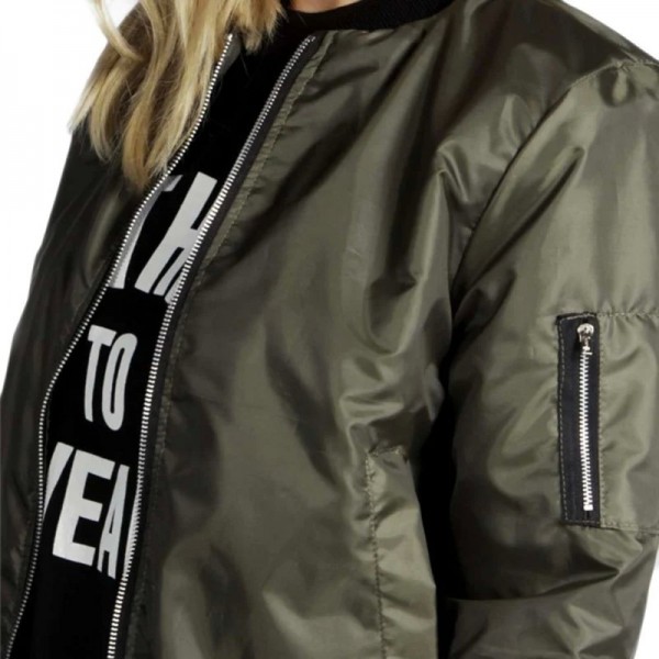 Blouson aviateur à col rond pour femme, manches longues, fermeture éclair|18,89 €|OKKO MODE