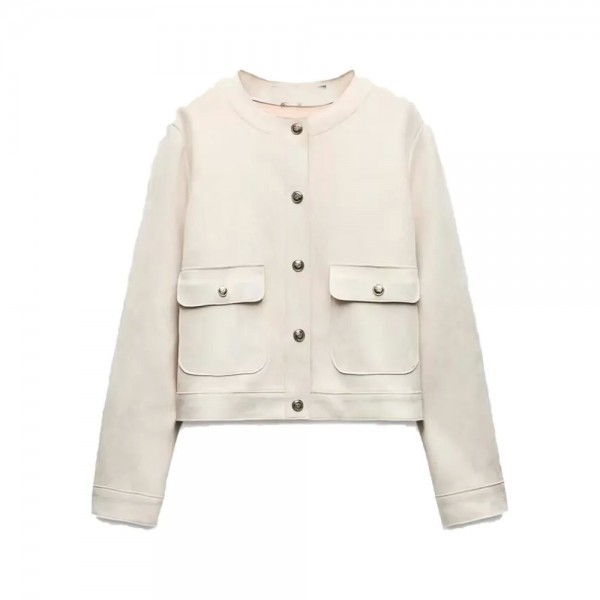 Blouson vintage à manches sulf pour femme, style décontracté avec poches et fermeture sur le devant|26,09 €|OKKO MODE