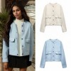 Blouson vintage à manches sulf pour femme, style décontracté avec poches et fermeture sur le devant|26,09 €|OKKO MODE