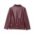 Women's Faux Leather Bomber Jacket with Zipper and Ruching | $28.27 | OKKO MODE