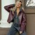 Women's Faux Leather Bomber Jacket with Zipper and Ruching | $28.27 | OKKO MODE