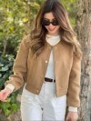 Blousons aviateur à col rond pour femmes, manteau simple boutonnage CombLadies|27,89 €|OKKO MODE