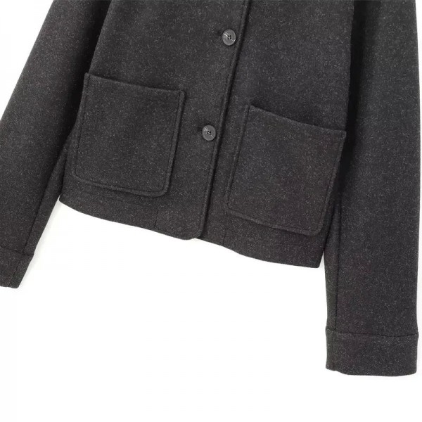 Blouson Bombardier à Manches Sulfurisées pour Femme, Manteau Court en Laine et Mélanges Gris|29,69 €|OKKO MODE