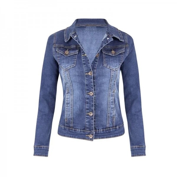 Blouson aviateur en jean à manches longues pour femmes, manteau denim vintage|26,09 €|OKKO MODE