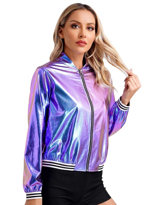 Blouson Holographique pour Femme, Streetwear Décontracté|20,69 €|OKKO MODE