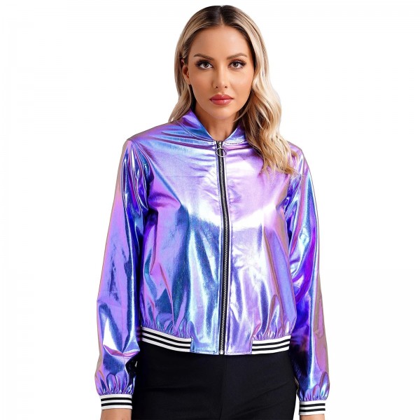 Blouson Holographique pour Femme, Streetwear Décontracté|20,69 €|OKKO MODE