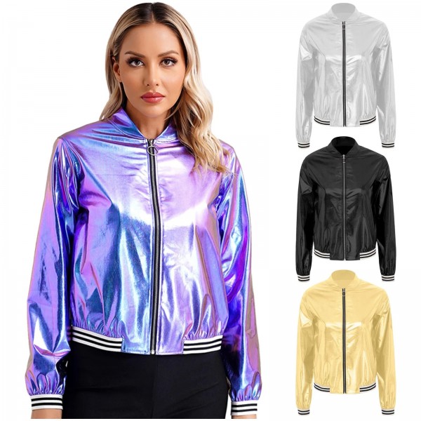 Blouson Holographique pour Femme, Streetwear Décontracté|20,69 €|OKKO MODE