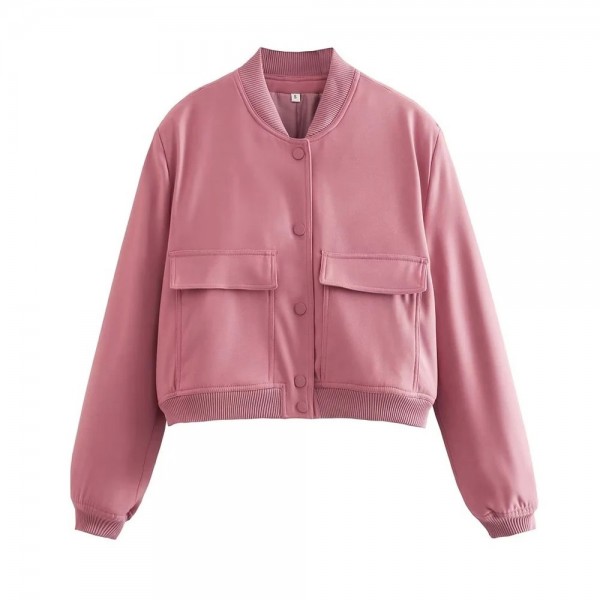 Blouson bombardier à manches sulfavec poches pour femme, tenue décontractée et chic|20,89 €|OKKO MODE