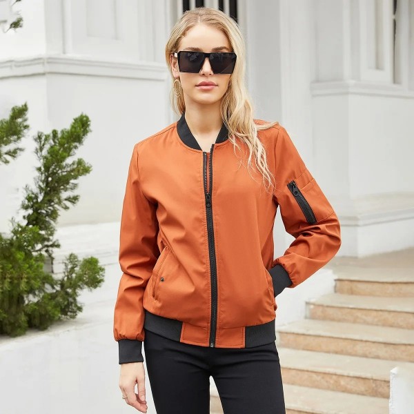 Blouson aviateur à manches longues pour femmes, haut universitaire vintage|24,29 €|OKKO MODE