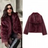 Manteau Bomber en Fourrure pour Femme, Veste Bordeaux Peluche|34,19 €|OKKO MODE