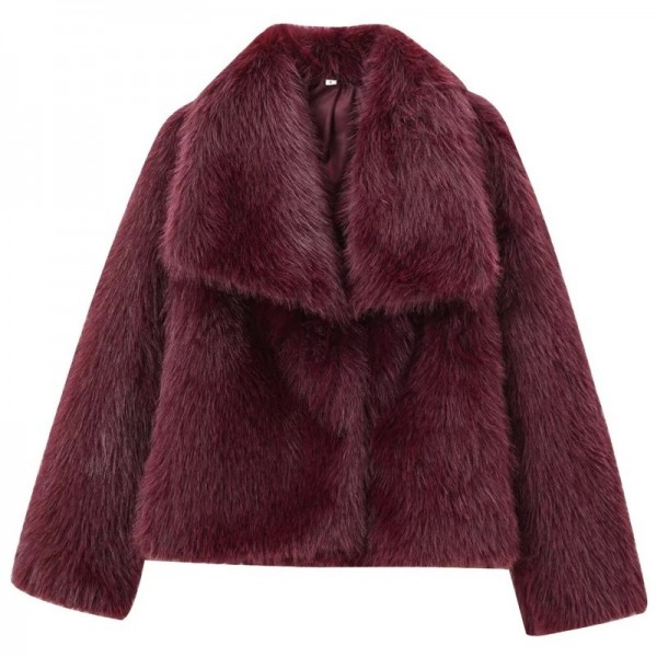 Manteau Bomber en Fourrure pour Femme, Veste Bordeaux Peluche|34,19 €|OKKO MODE