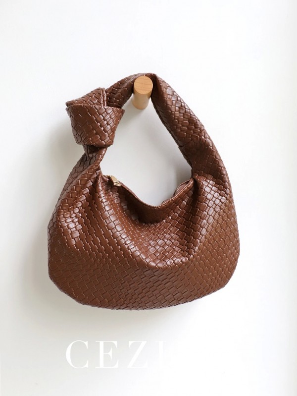 Sac tissé en cuir gaufré pour femmes, classique, mode, souple, PU, vegan, sangle nouée, petit, poignée supérieure|25,10 €|OKKO MODE