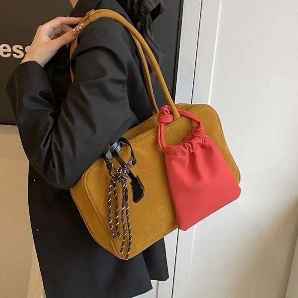 Sac à Main en Faux Daim de Style Collège Coréen, Sacoche à Bombes Boston, Fourre-Tout de Grande Capacité, Nouvelle Collection Hi|28,79 €|OKKO MODE