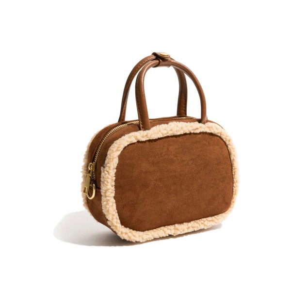 MABULA-Sac à bandoulière en laine d'agneau vintage pour femme, sac messager initié décontracté, grand fourre-tout Boston, rétro,|12,96 €|OKKO MODE